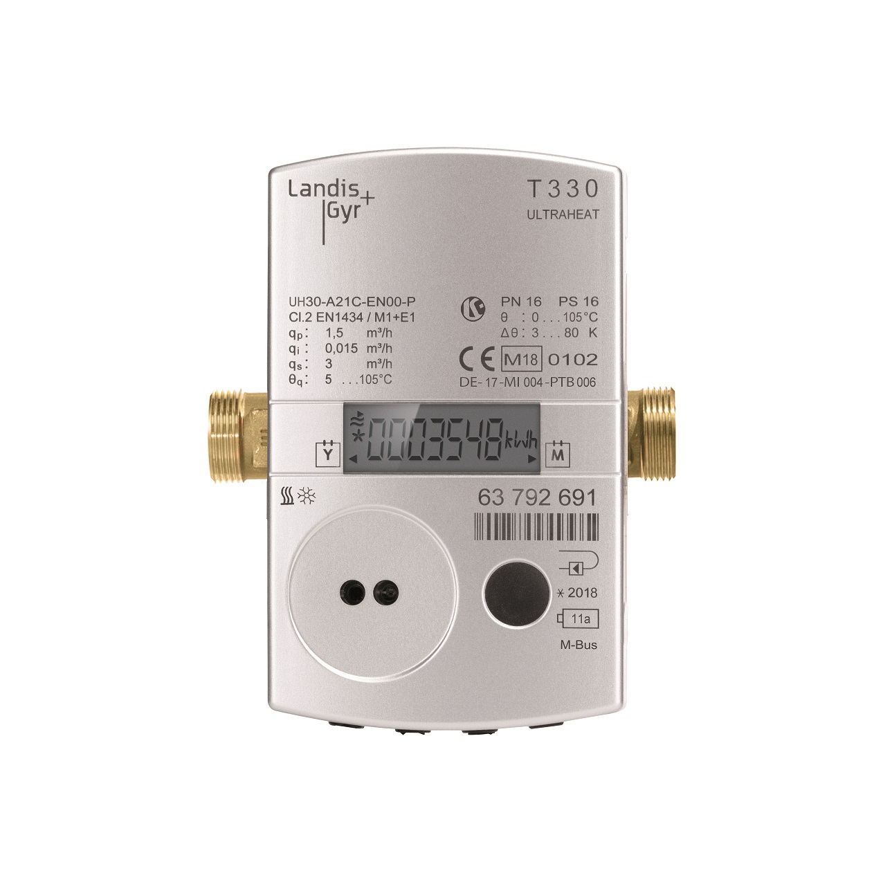 Landis-Gyr_ultrasonic-brass-heat meter_T330_front_kombinierter_BJ18_M-Bus_qp1.5_klVMT_resized Landis-Gyr_ultrasonic-brass-heat meter_T330_front_kombinierter_BJ18_M-Bus_qp1.5_klVMT_resized